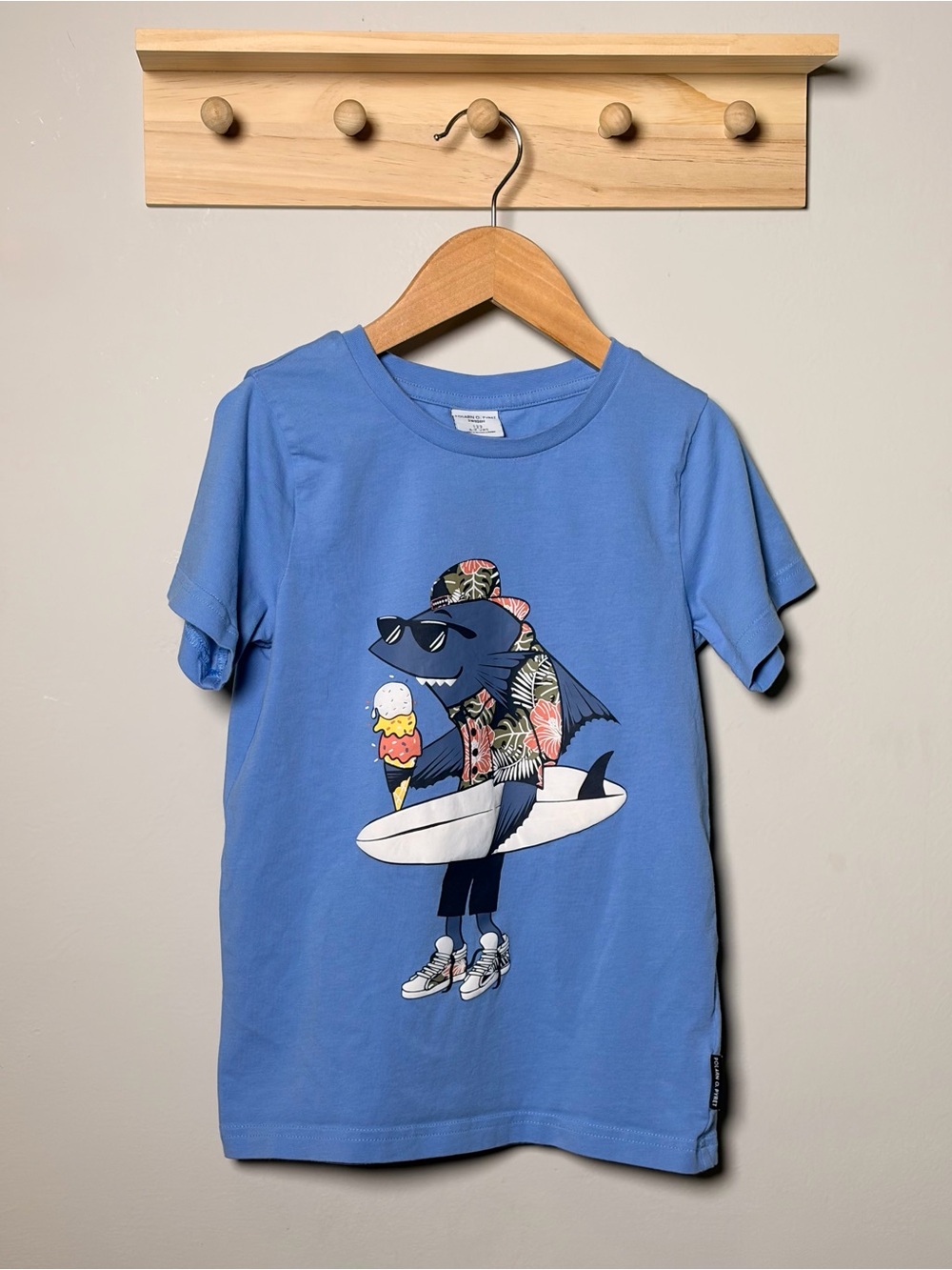 Polarn O. Pyret Light Blue Shark Surf Tee